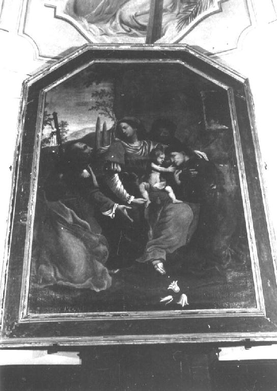 Madonna con Bambino con San Giacomo, Sant'Antonio e altrosanto (pala d'altare) - ambito parmense (prima metà sec. XVII)