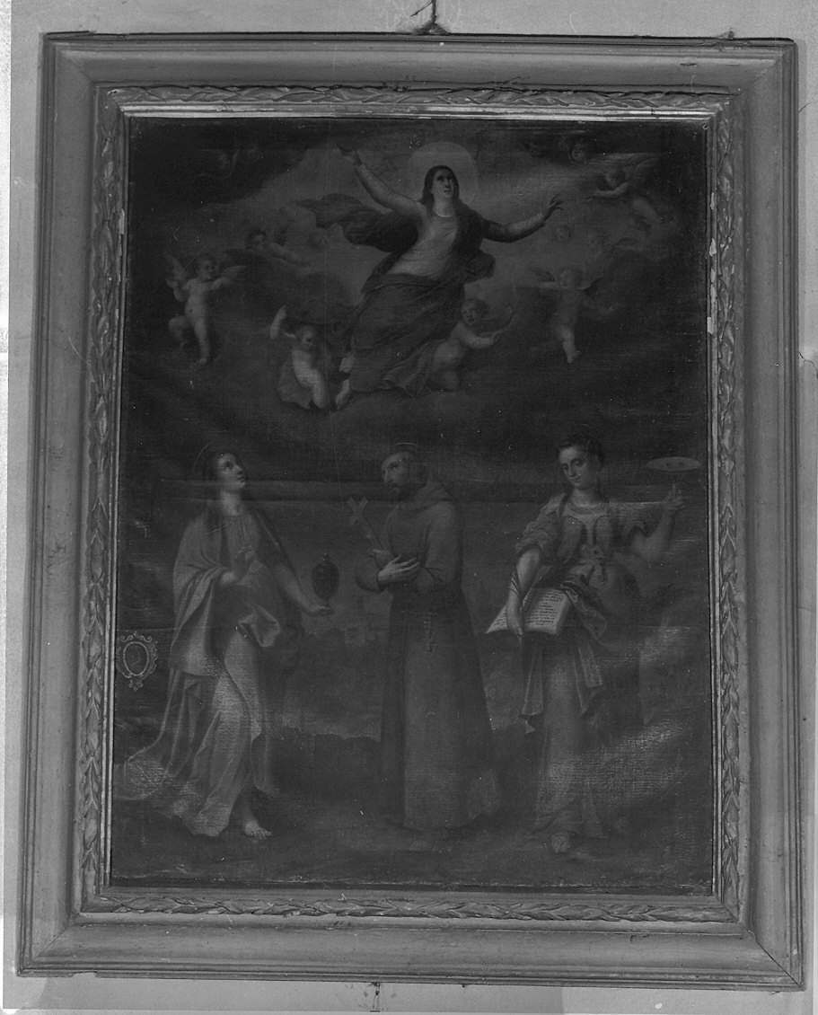 MADONNA ASSUNTA CON I SANTI MARIA MADDALENA, FRANCESCO D'ASSISI E LUCIA (dipinto) - ambito emiliano (prima metà sec. XVII)