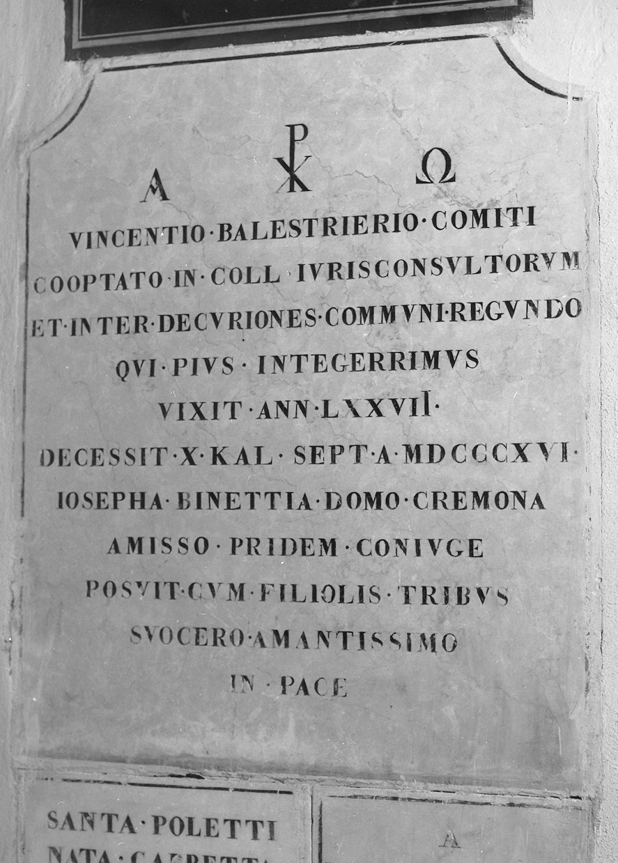 lapide tombale - ambito parmense (sec. XIX)