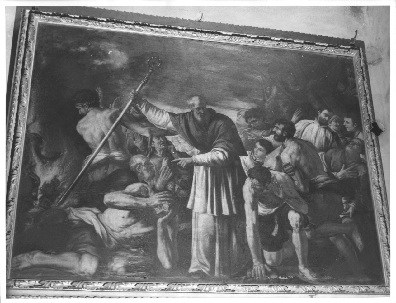 SAN PATRIZIO CHE CACCIA I DEMONI DALL'ISLANDA (dipinto) di Cassana Giovanni Francesco (sec. XVII)