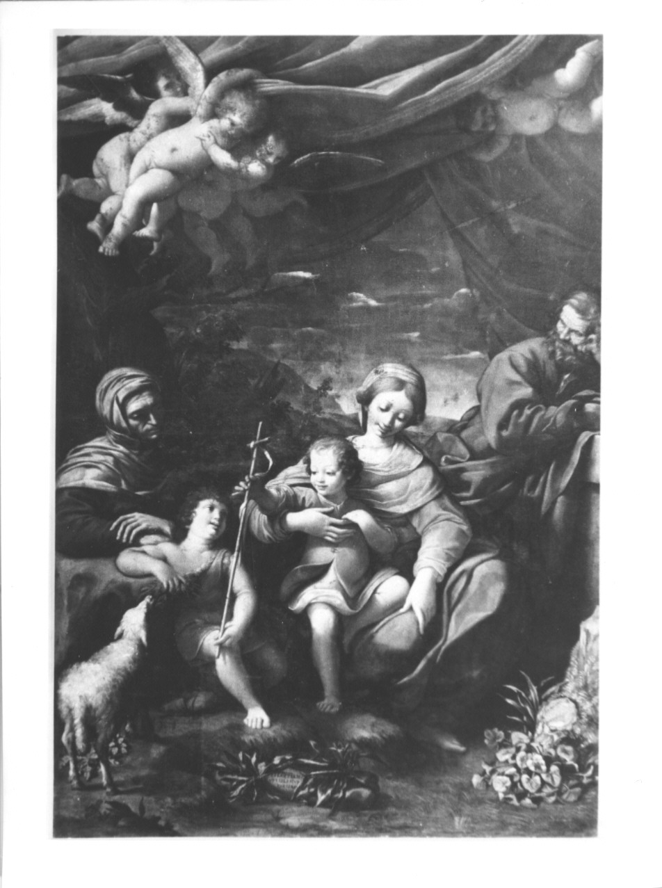 MADONNA CON BAMBINO E I SANTI ELISABETTA GIOVANNINO GIUSEPPE (dipinto) di Vercellesi Sebastiano (primo quarto sec. XVII)