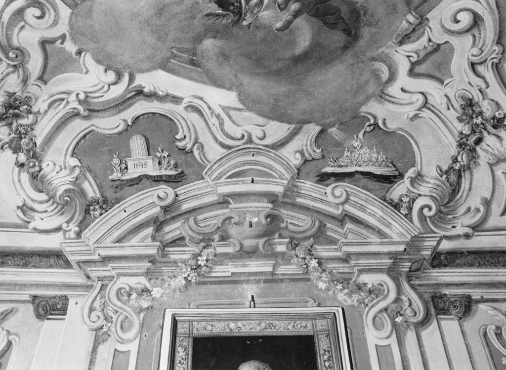 Spirito Santo; putti e motivi decorativi architettonici e floreali (decorazione pittorica) - ambito parmense (fine sec. XVIII)