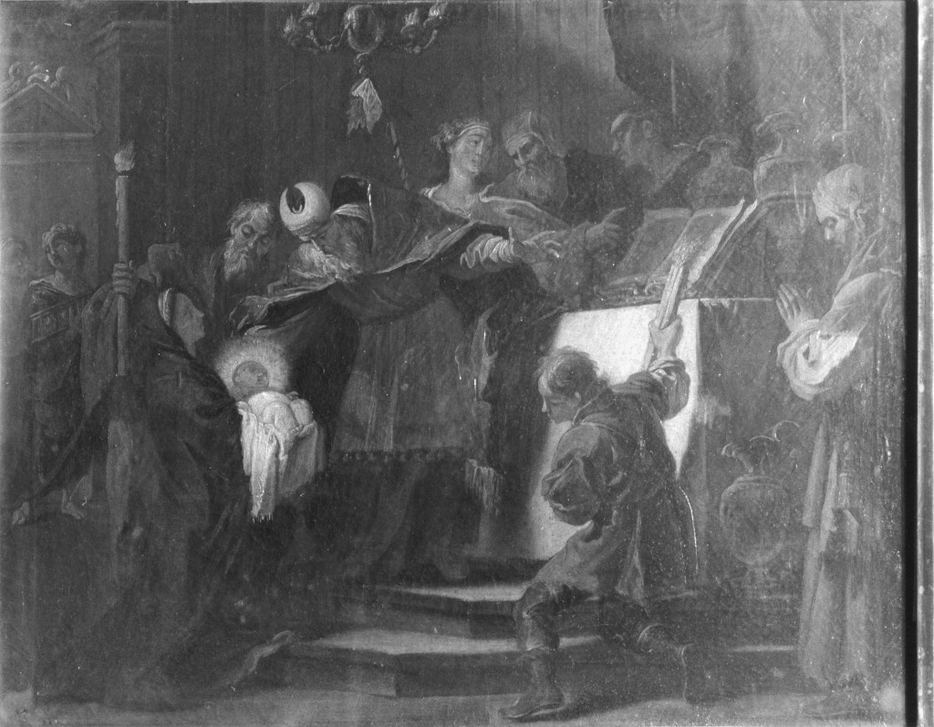 Consacrazione di Gesù nel Tempio di Gerusalemme (dipinto) di Ricci Sebastiano (scuola) (sec. XVIII)