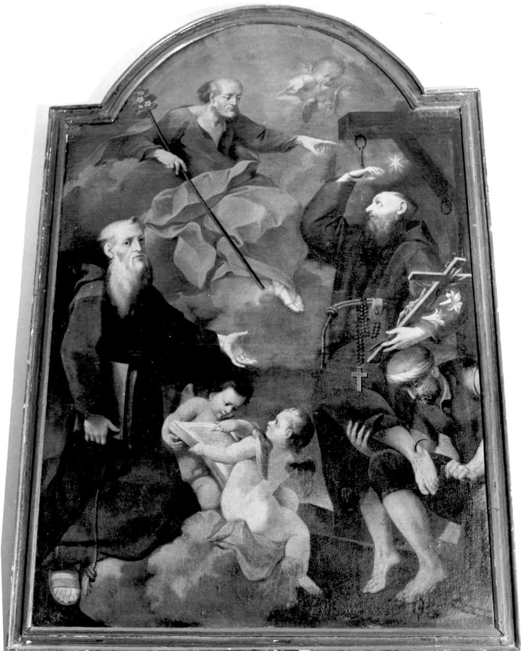 San Giuseppe appare ai SS. Giuseppe da Leonessa e Fedele da Sigmaringen (dipinto) di Peroni Giuseppe (metà sec. XVIII)