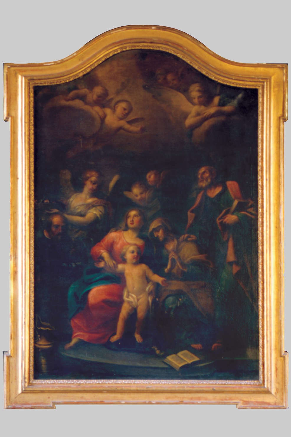 Sacra Famiglia con i SS. Gioacchino e Anna e donatore (dipinto) di Ruta Clemente (cerchia) (secondo quarto sec. XVIII)
