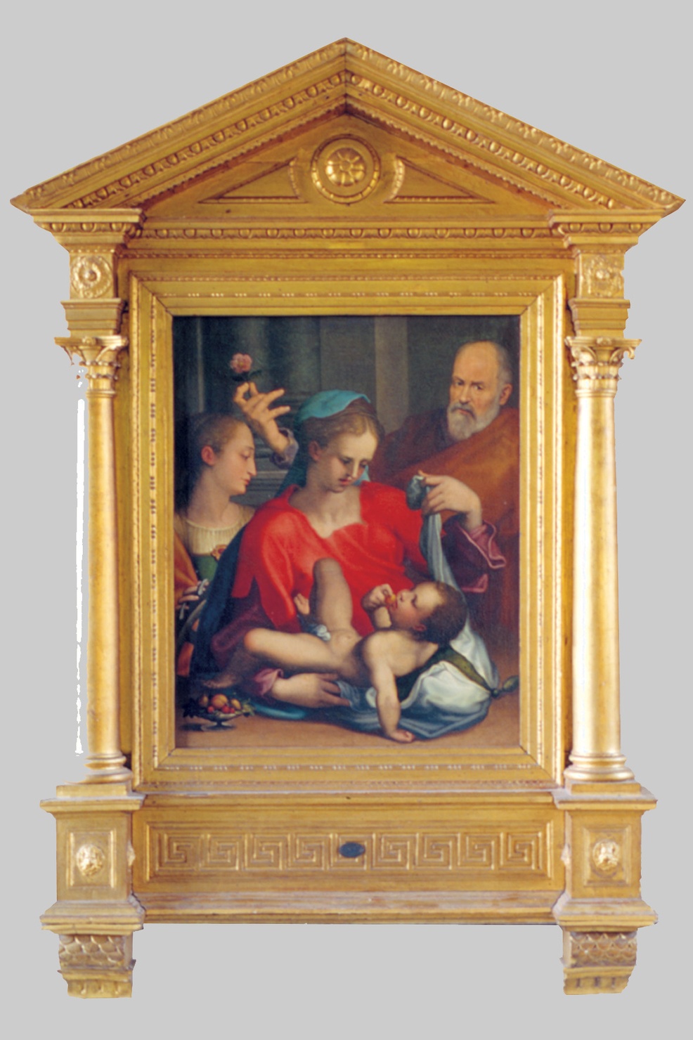 Madonna con Bambino S.Caterina e donatore (o S.Giuseppe) (dipinto) - ambito cremonese (ultimo quarto sec. XVI)