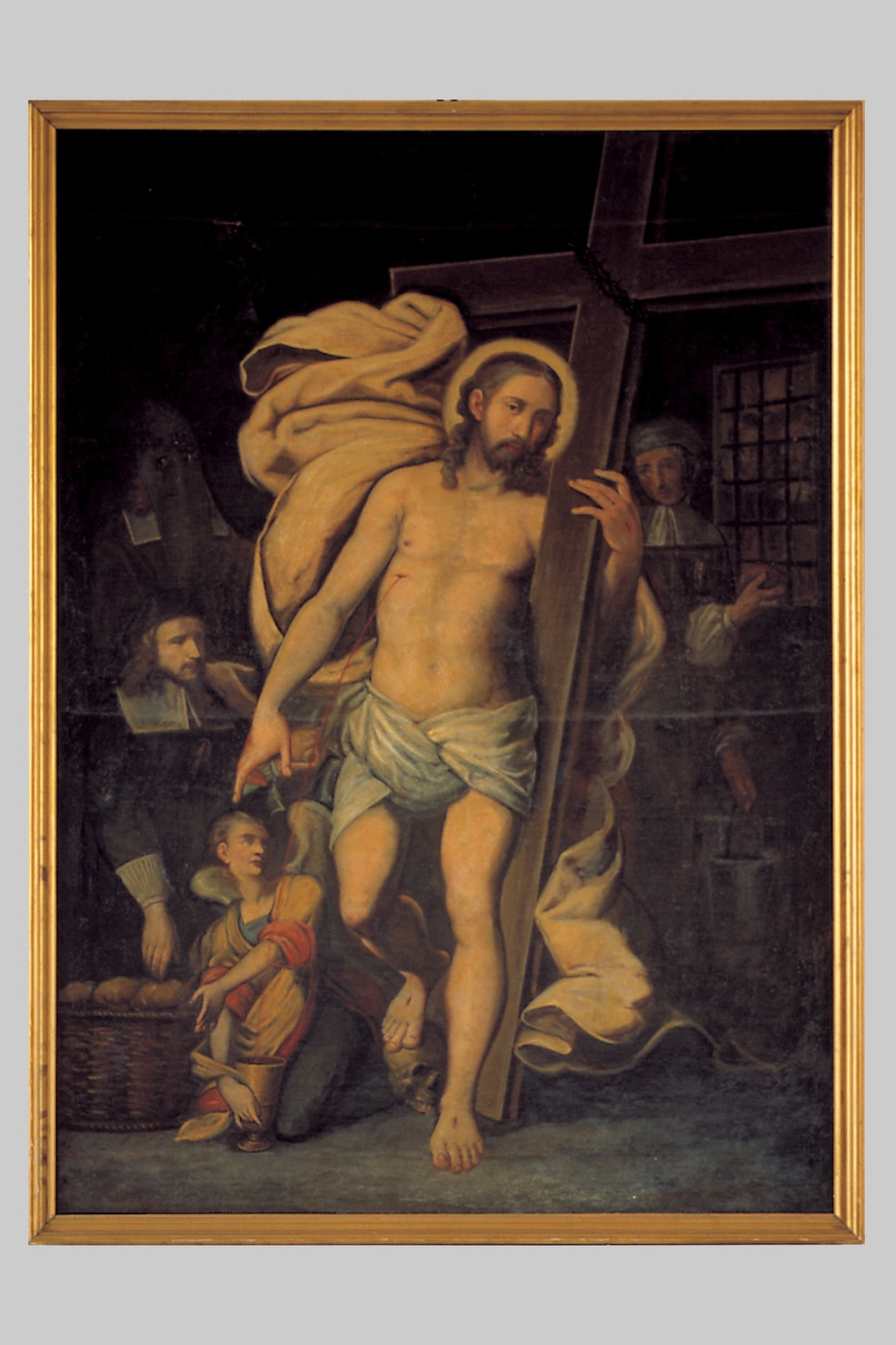 CRISTO RISORTO CHE ABBRACCIA LA CROCE (dipinto) - ambito parmense (seconda metà sec. XVII)