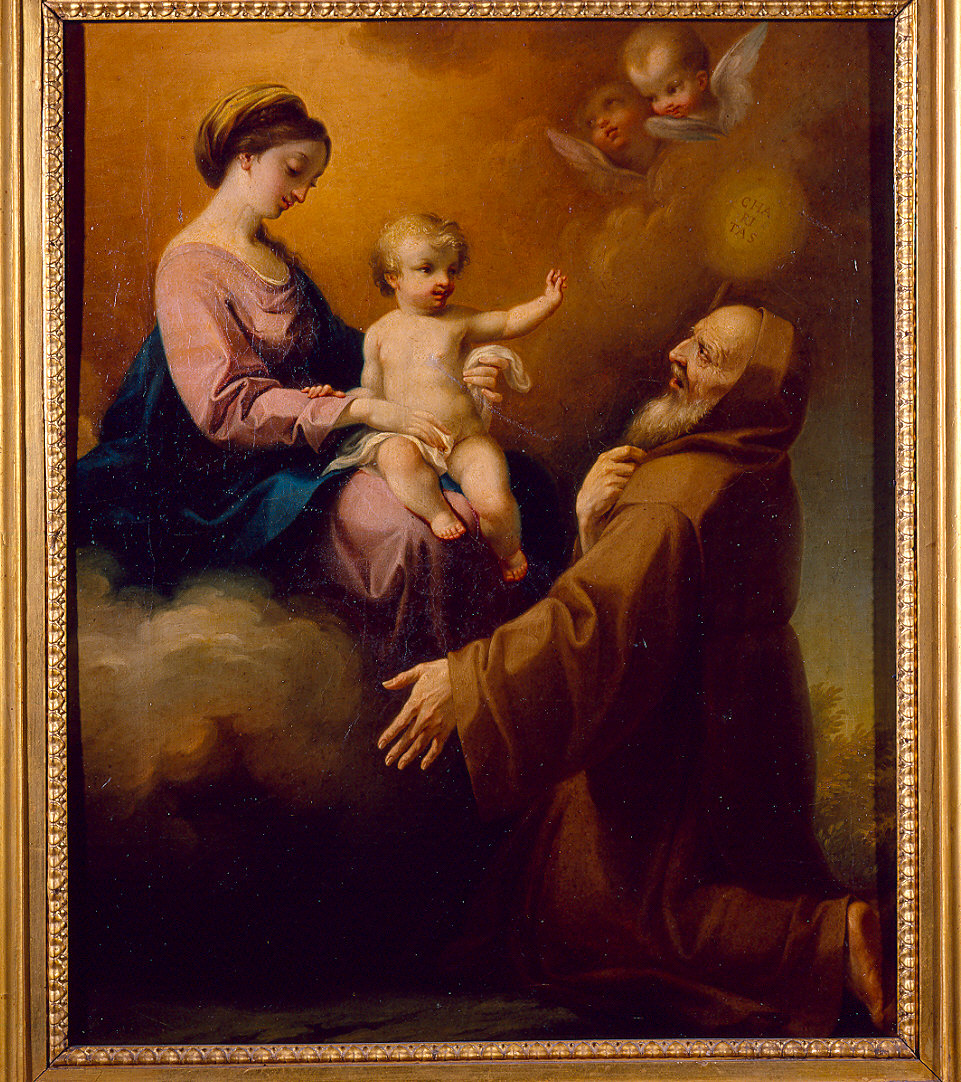 Madonna col Bambino e san Francesco di Paola (dipinto) di Martini Biagio (sec. XIX)