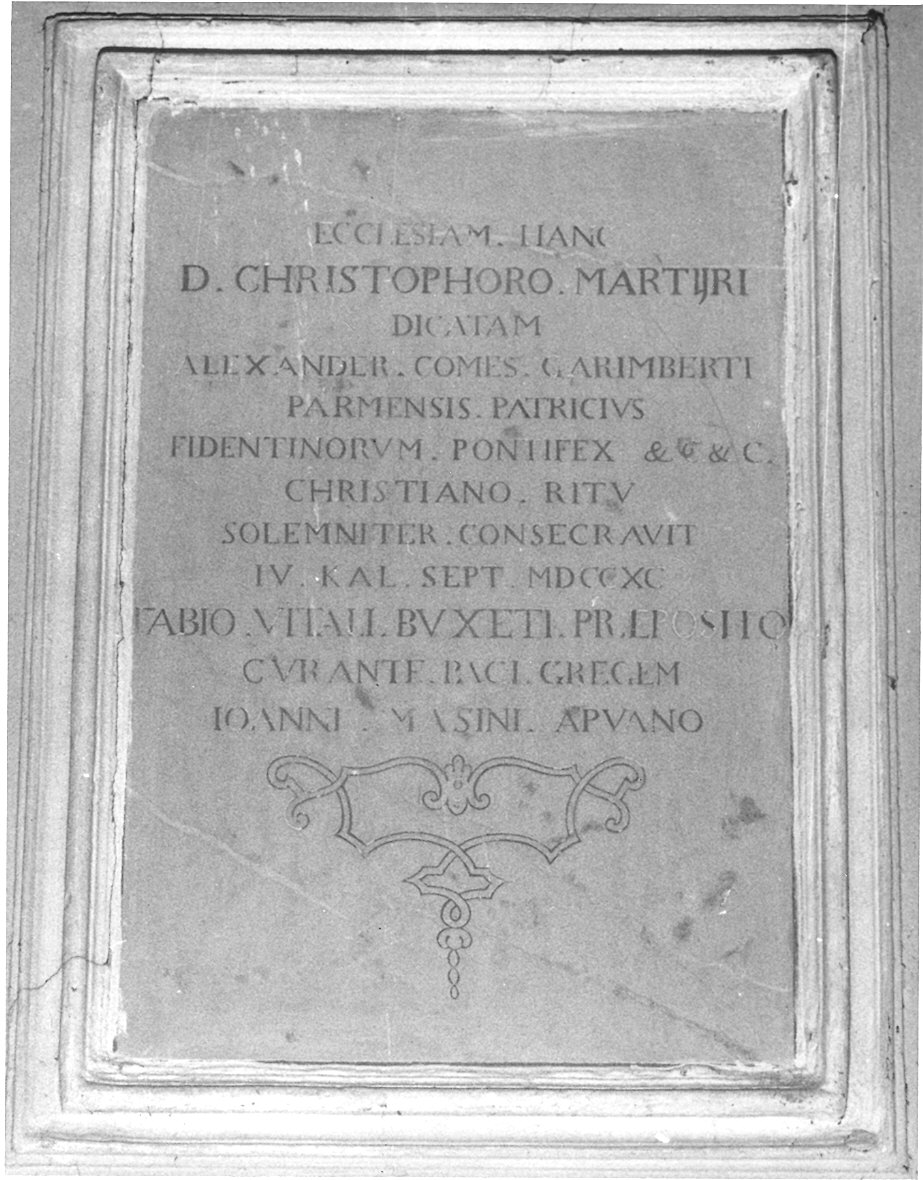 lapide commemorativa - ambito parmense (sec. XVIII)