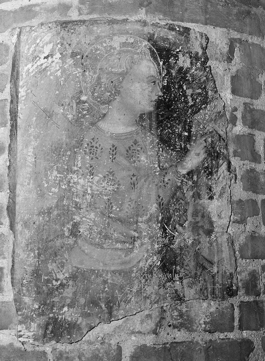 Santa con Arcangelo Gabriele (dipinto) - ambito lombardo (metà sec. XV)