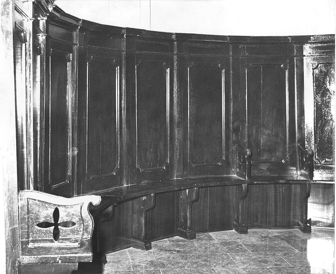 stalli del coro, insieme - ambito parmense (fine/inizio secc. XIX/ XX)