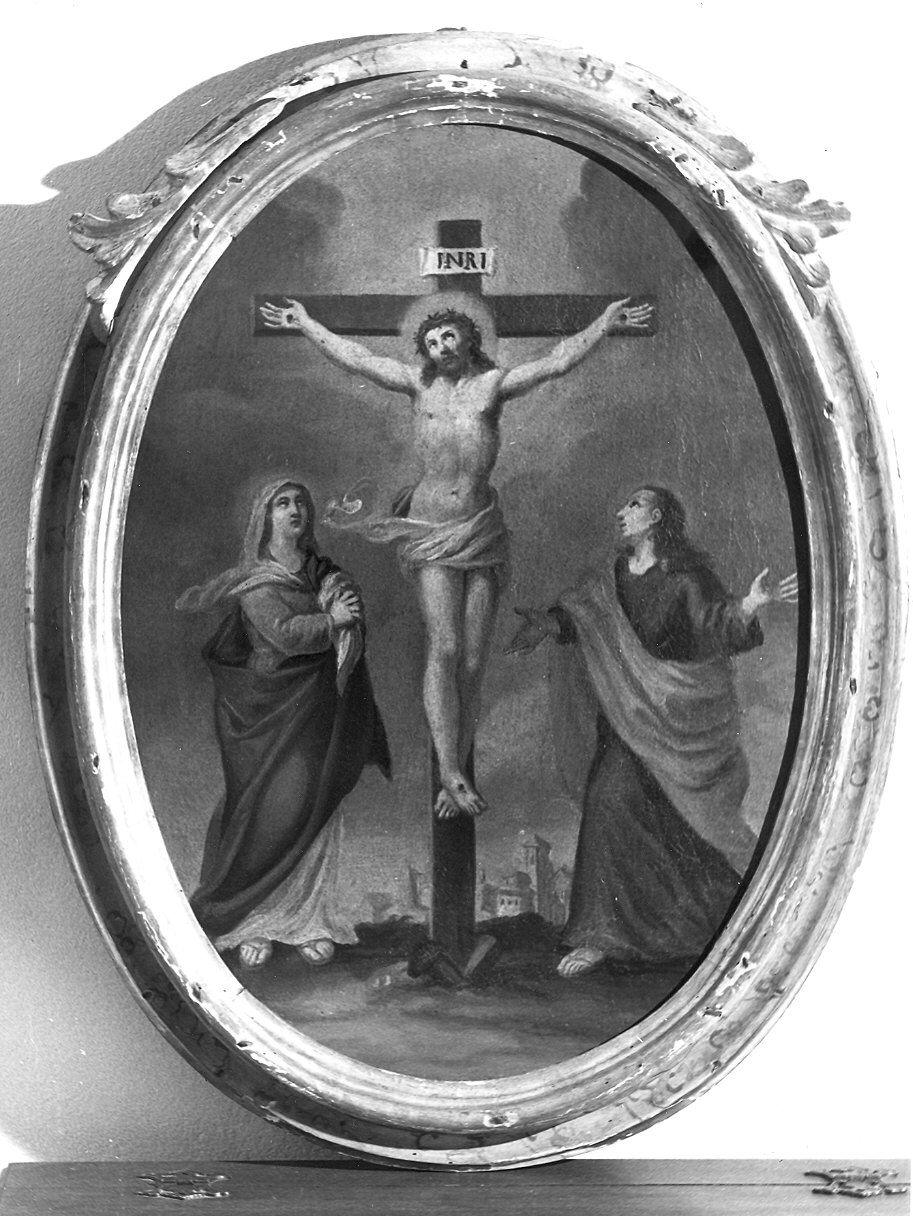 Crocifissione di Cristo con la Madonna e San Giovanni Evangelista (dipinto, elemento d'insieme) di Ferrari Paolo (sec. XVIII)