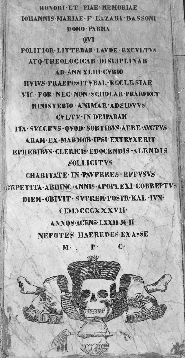 lapide commemorativa - ambito parmense (sec. XIX)