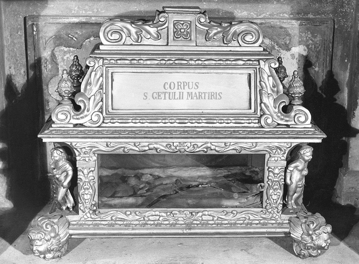 reliquiario a teca - a sarcofago - ambito parmense (sec. XVIII)