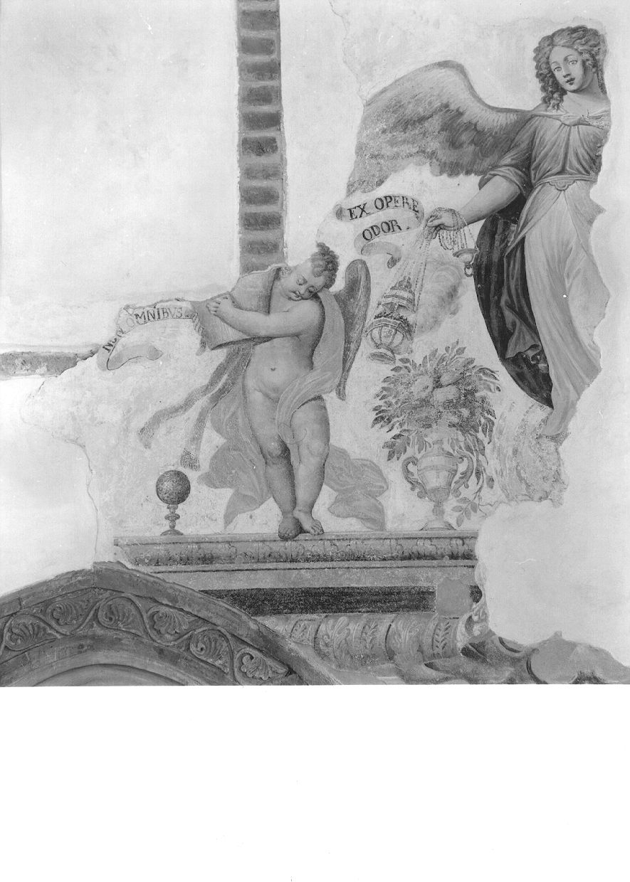 Angelo con turibolo e putto (dipinto) - ambito lombardo (seconda metà sec. XVIII)