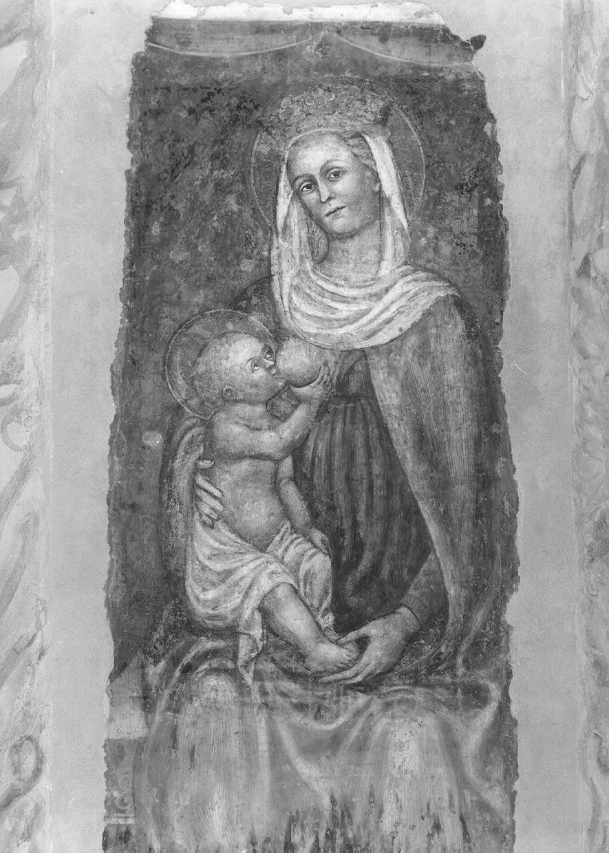 Madonna del latte (dipinto, frammento) - ambito lombardo (prima metà sec. XV)