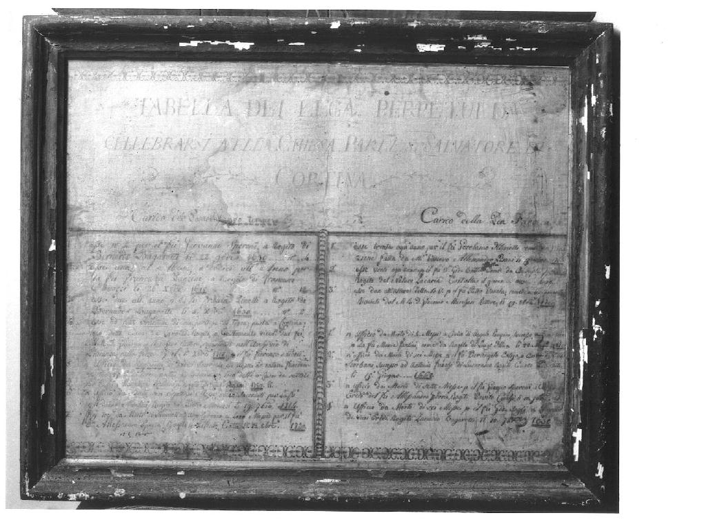 tabella - ambito piacentino (prima metà sec. XVIII)