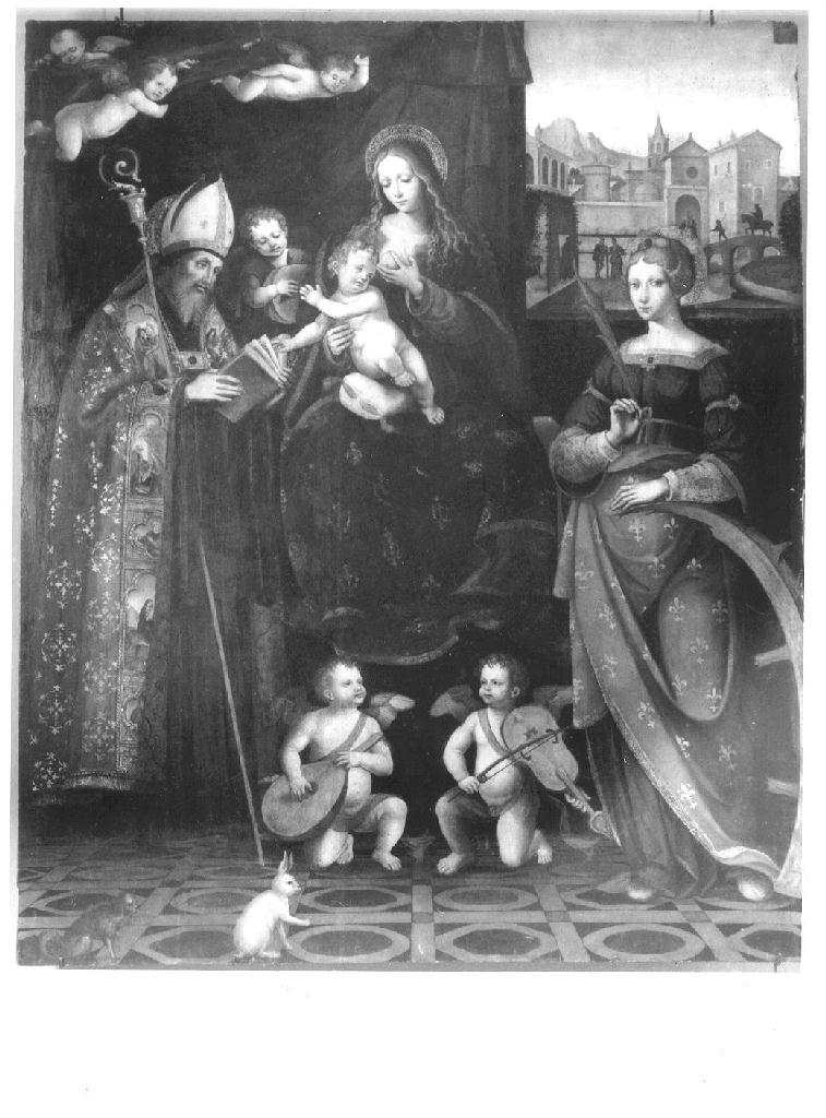 Madonna tra i SS. Benedetto e Caterina; sulle predelle Gesù tra i dottori; la cattura di Cristo; Gesù nell'orto degli ulivi (dipinto) di Lanzani Bernardino (sec. XVI)