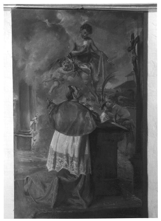 Vescovo Porrati (?) e San Sebastiano (dipinto) di Morgari Luigi (attribuito) (fine/inizio secc. XIX/ XX)