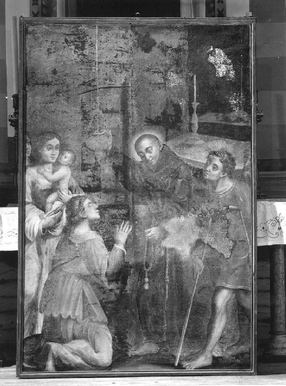 san Francesco di Paola ridona la vista ad una donna (dipinto) - ambito emiliano (metà sec. XVII)