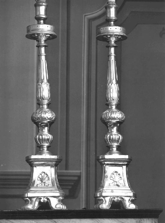 candeliere d'altare, serie - ambito piacentino (sec. XIX)