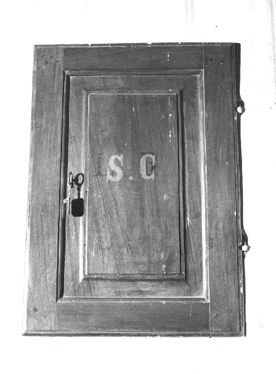 anta di armadietto per oli santi - ambito piacentino (sec. XIX)