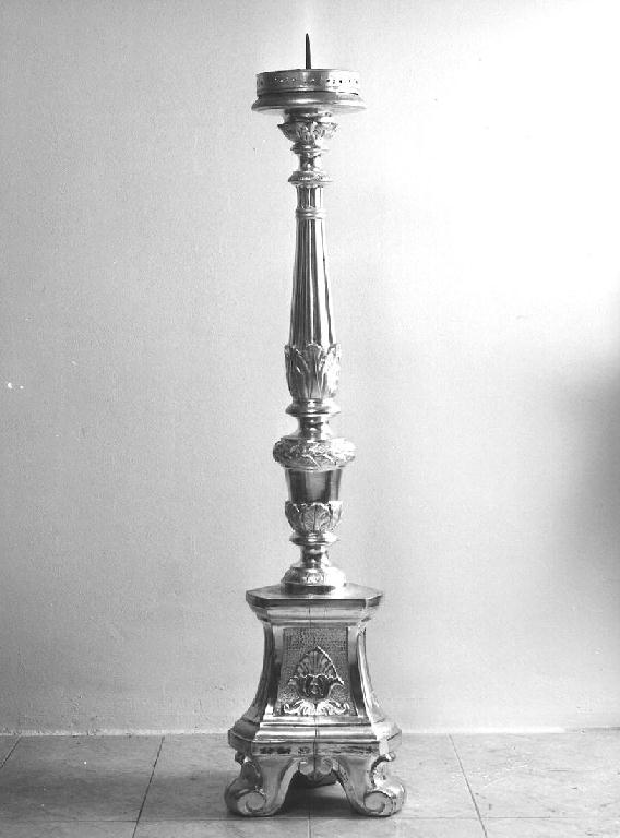 candeliere d'altare, serie - ambito piacentino (metà sec. XIX)