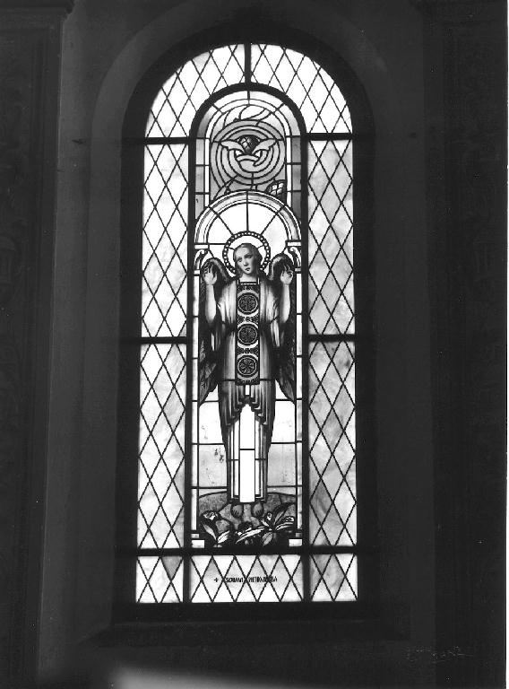 Angelo orante (vetrata, serie) - ambito piacentino (sec. XX)