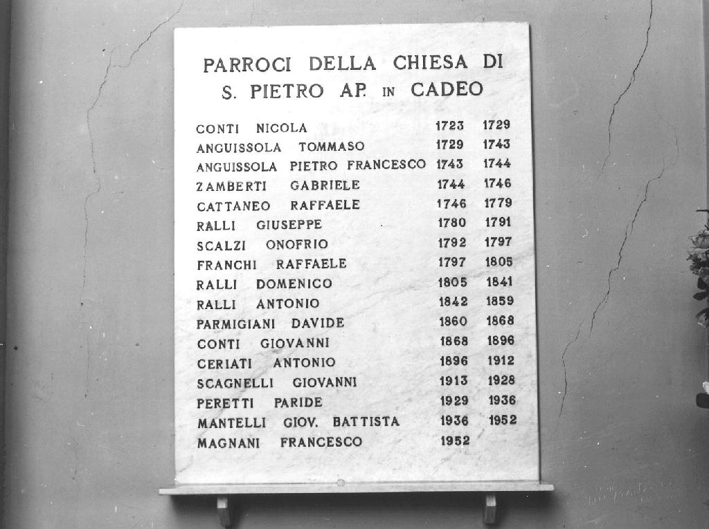 lapide documentaria - ambito piacentino (sec. XX)