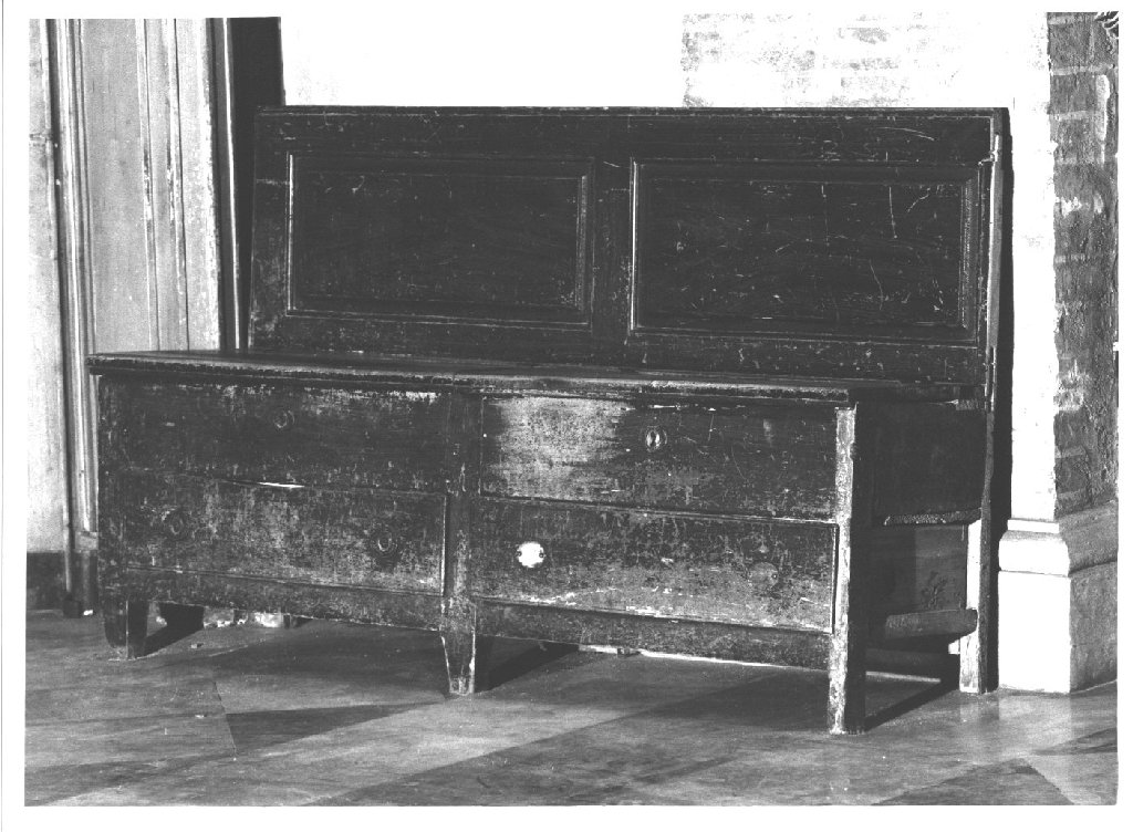 cassapanca - ambito parmense-piacentino (prima metà sec. XVII)