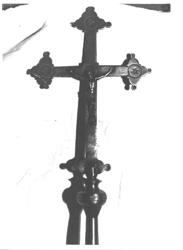 croce processionale, elemento d'insieme - bottega parmense-piacentina (sec. XVIII)