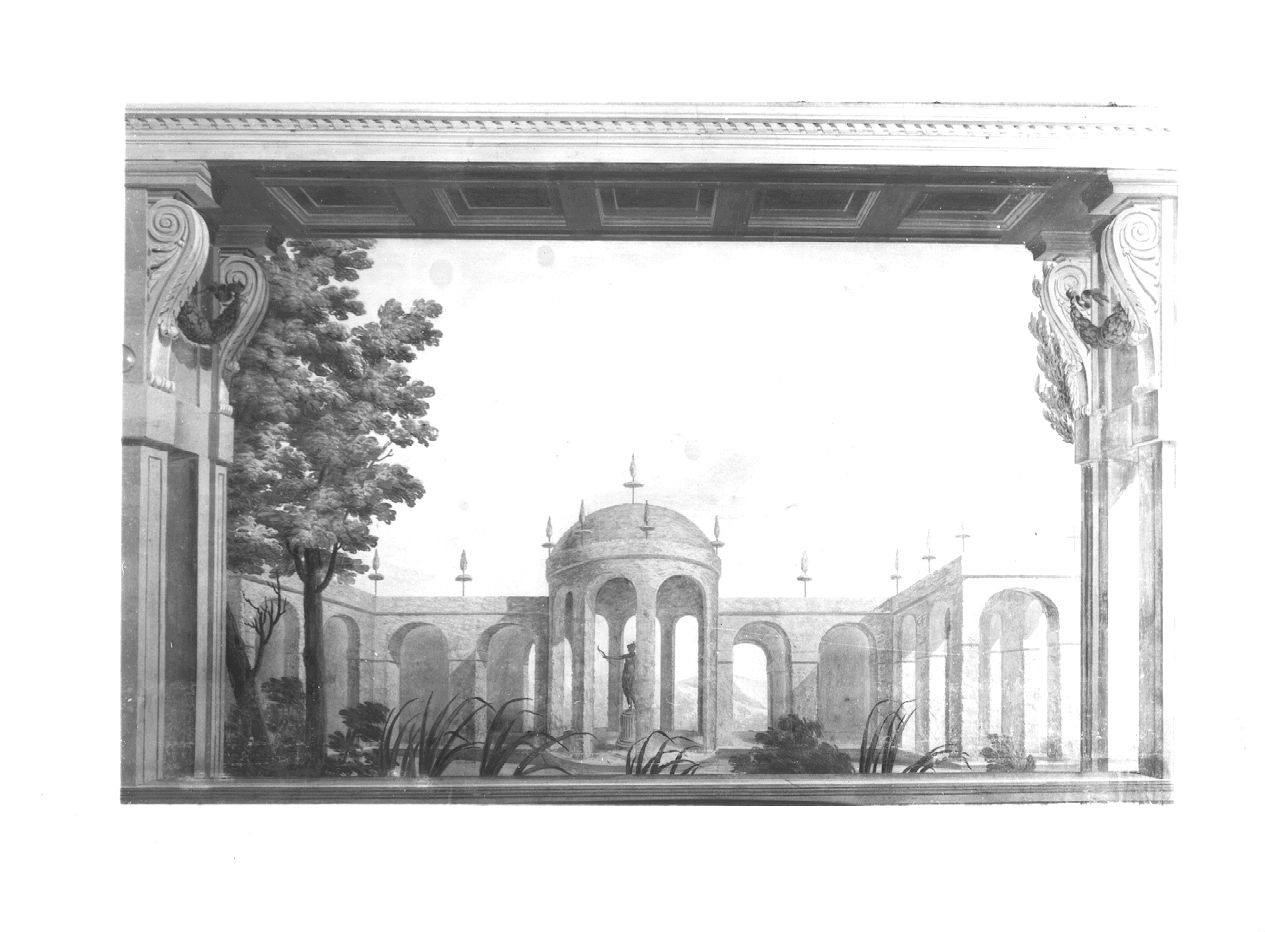 paesaggio con architetture (decorazione pittorica) - ambito piacentino (fine sec. XVIII)