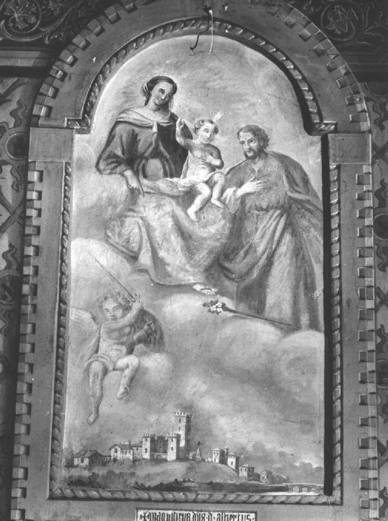 Madonna con Bambino, San Giuseppe e un angelo (dipinto) - ambito piacentino (sec. XIX)