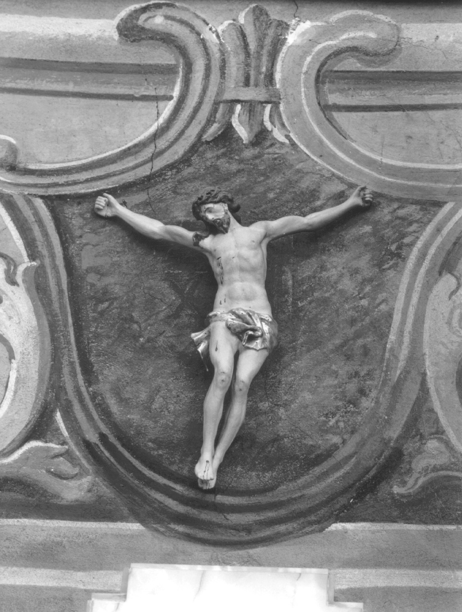 Cristo crocifisso (statuetta devozionale, elemento d'insieme) - ambito piacentino (sec. XIX)