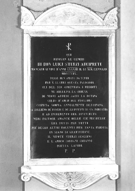 lapide tombale - ambito emiliano-lombardo (sec. XIX)