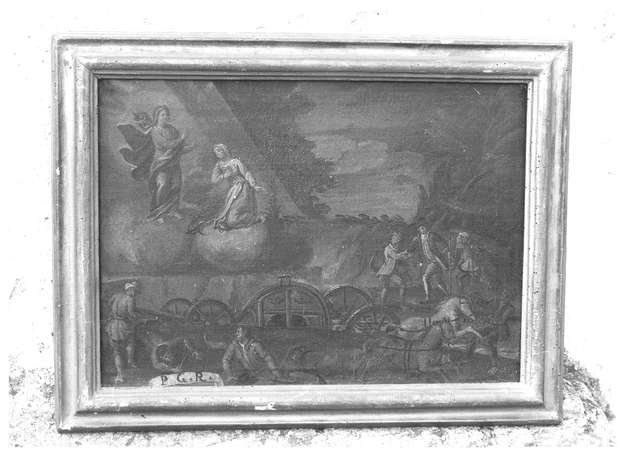 La Madonna di Caravaggio salva due devoti travolti da una carrozza (ex voto dipinto) - ambito emiliano-lombardo (sec. XVIII)