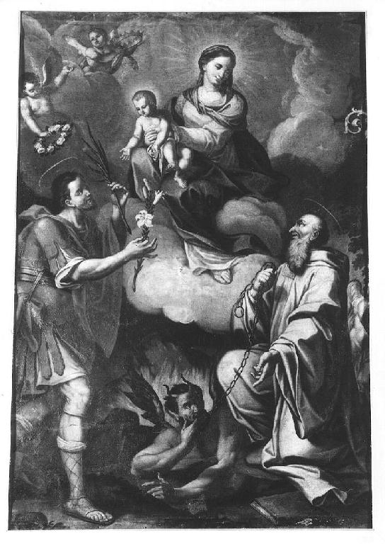 Madonna con Bambino tra San Giuliano e San Bernardo (dipinto) - ambito emiliano-lombardo (fine/inizio secc. XVII/ XVIII)