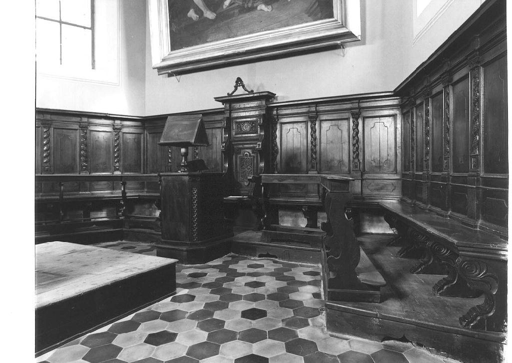 stalli del coro - ambito parmense (ultimo quarto, terzo quarto sec. XVI, sec. XVII)