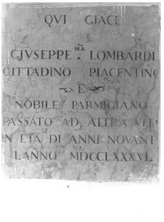 lapide tombale - ambito piacentino (sec. XVIII)