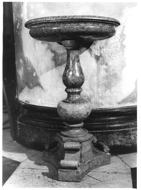 acquasantiera - a fusto - ambito piacentino (seconda metà sec. XVII)