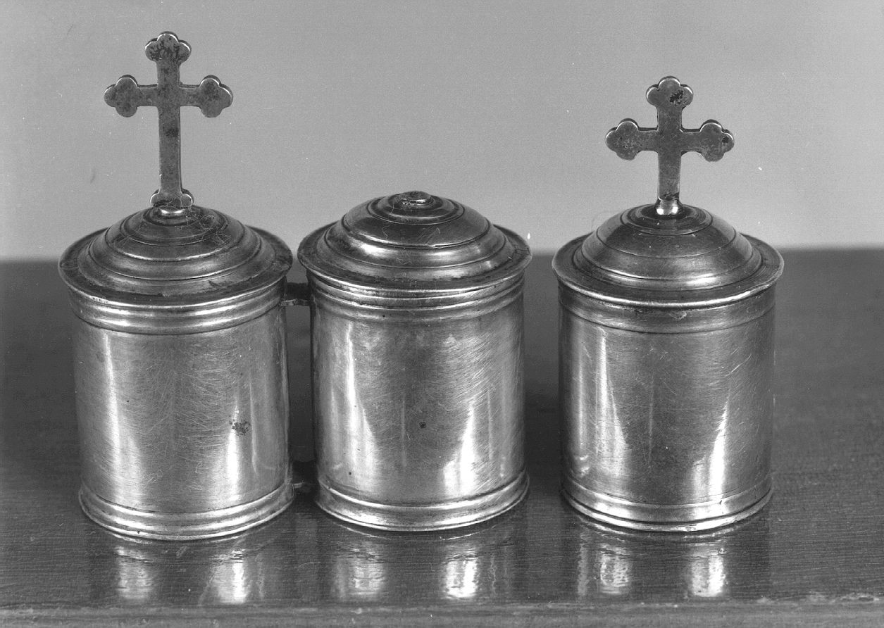 vasetti per oli santi, serie - ambito piacentino (sec. XIX)