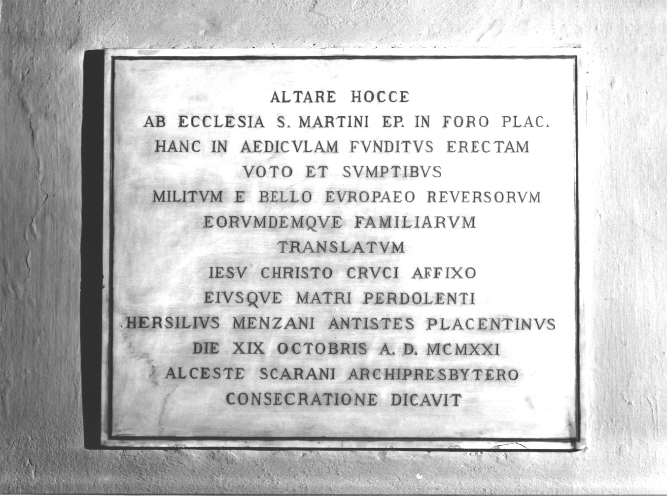 lapide commemorativa, opera isolata - ambito piacentino (sec. XX)