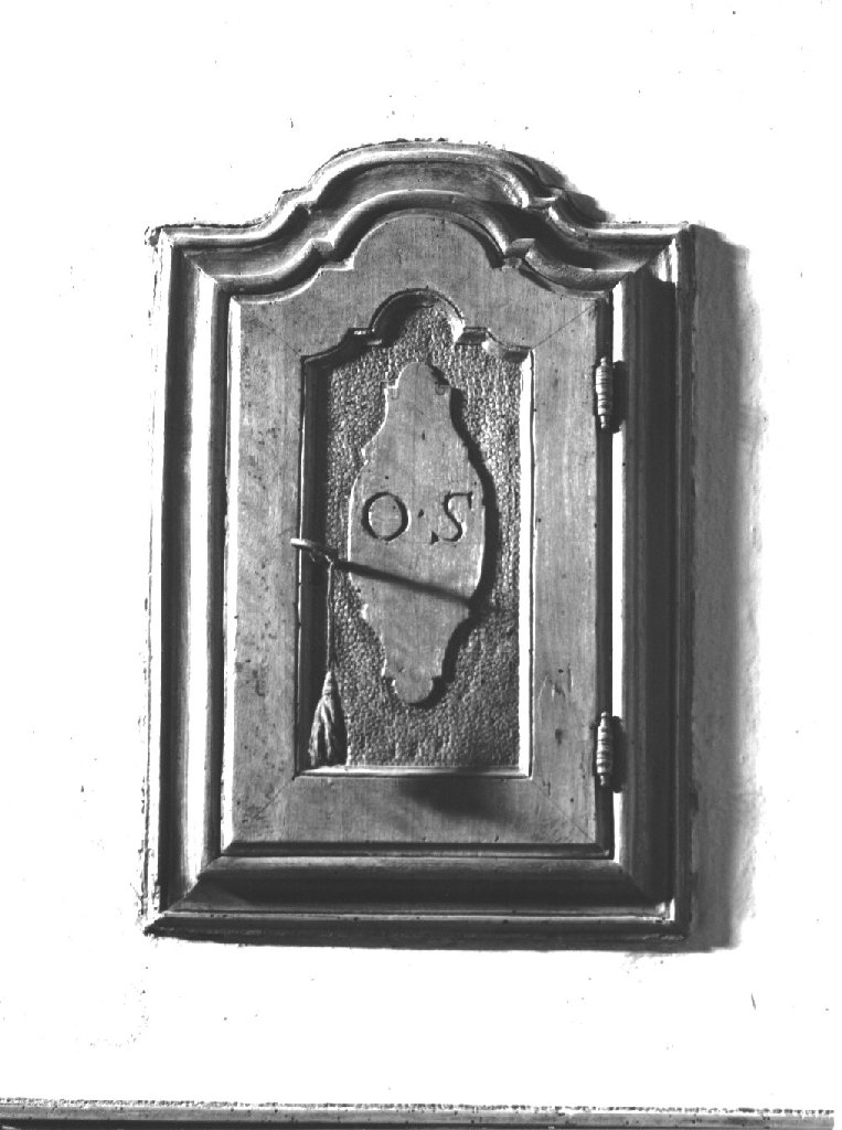 anta di armadietto per oli santi, serie - bottega piacentina (sec. XIX)