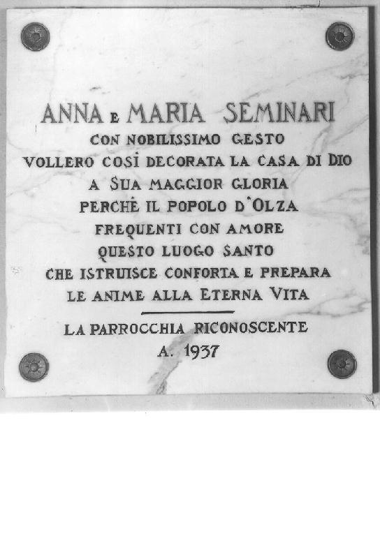 lapide documentaria - produzione Italia settentrionale (sec. XX)