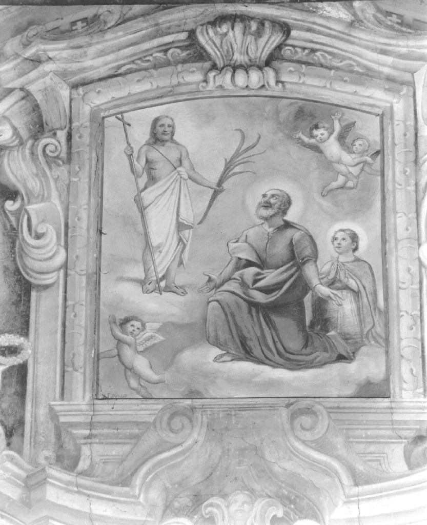 Cristo risorto appare ai Santi Nazzaro e Celso (dipinto) di Ferrari Nicola - ambito piacentino (prima metà sec. XVIII, sec. XX)