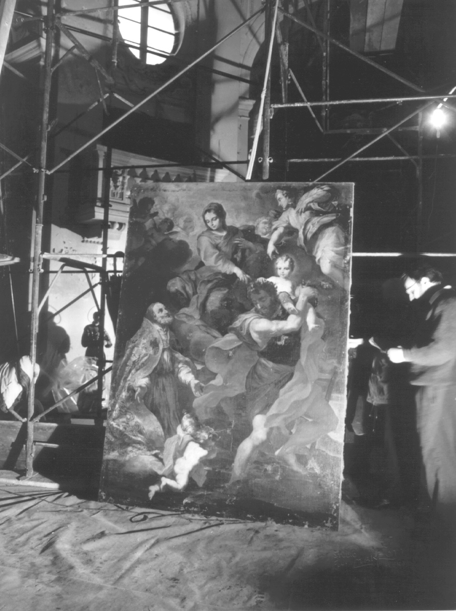 MADONNA TRA SAN SILVESTRO E SAN CRISTOFORO (dipinto) di Besozzi Giovanni Ambrogio (sec. XVII)