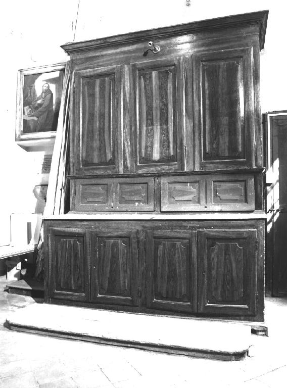 mobile da sacrestia con alzata - ambito piacentino (sec. XIX)