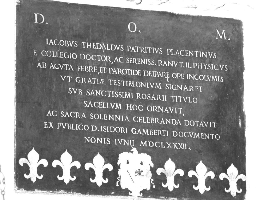 lapide commemorativa - ambito piacentino (sec. XVII)