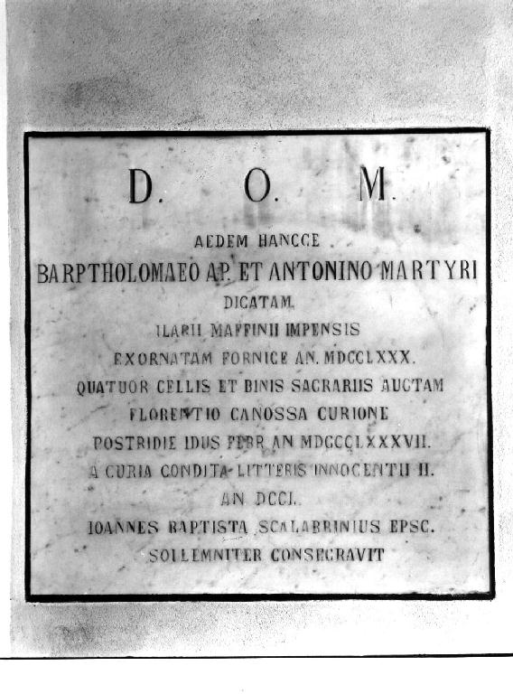 lapide commemorativa - ambito piacentino (sec. XIX)