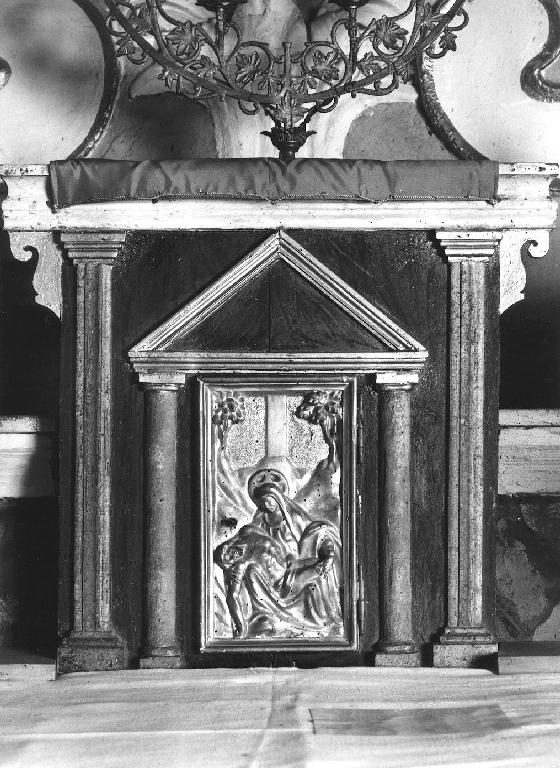 tabernacolo - a frontale architettonico - manifattura piacentina (fine/inizio secc. XIX/ XX)